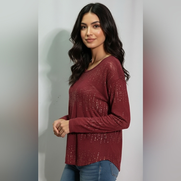 No Boundaries Tops - No Boundaries Juniors Burgundy Red Long Sleeve Tunic Top Size Small (3-5)
